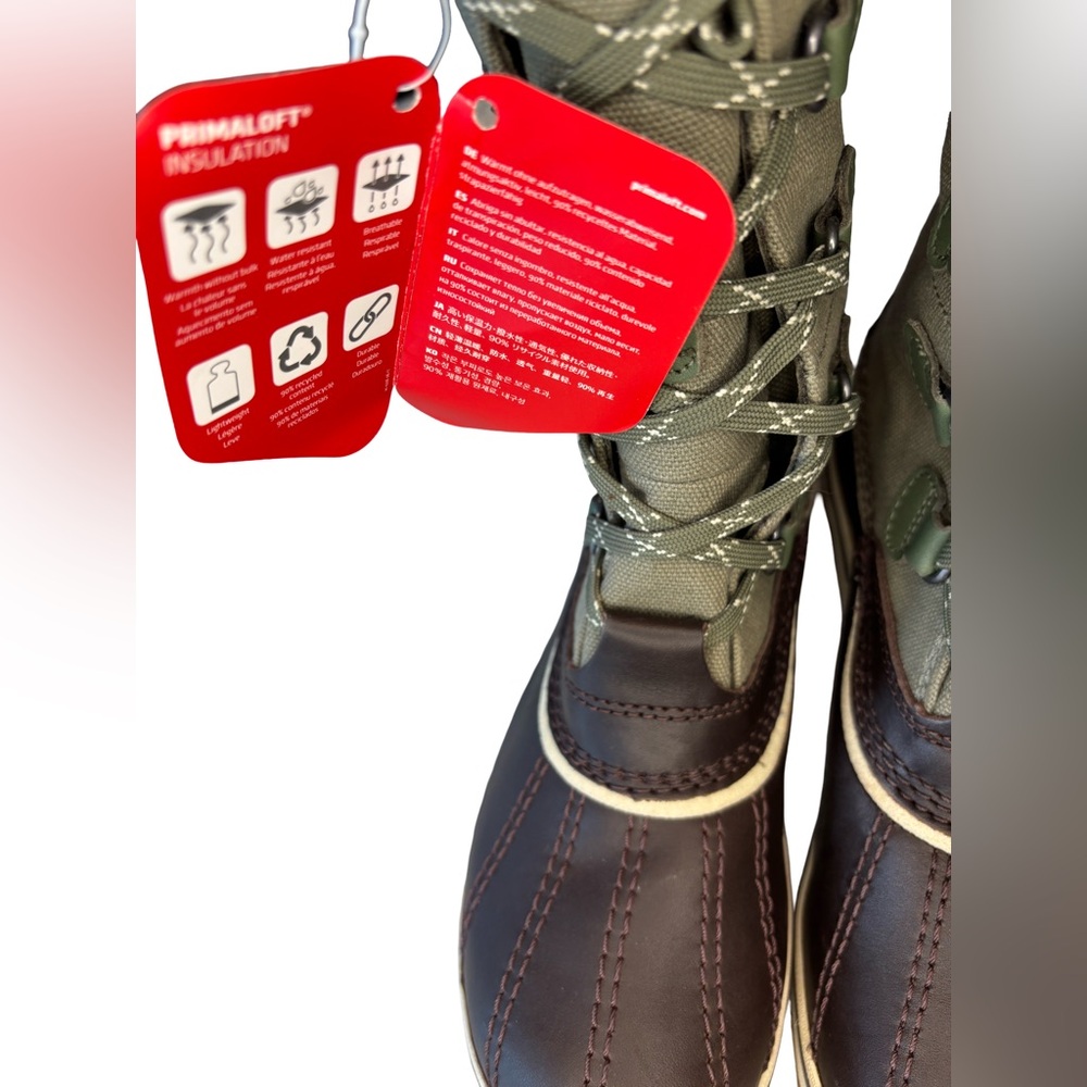 L.L. Bean Women's Olive and Chocolate Winter Canvas Boots - Picture 5 of 6